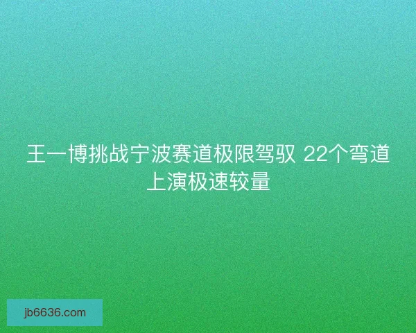 王一博挑战宁波赛道极限驾驭 22个弯道上演极速较量